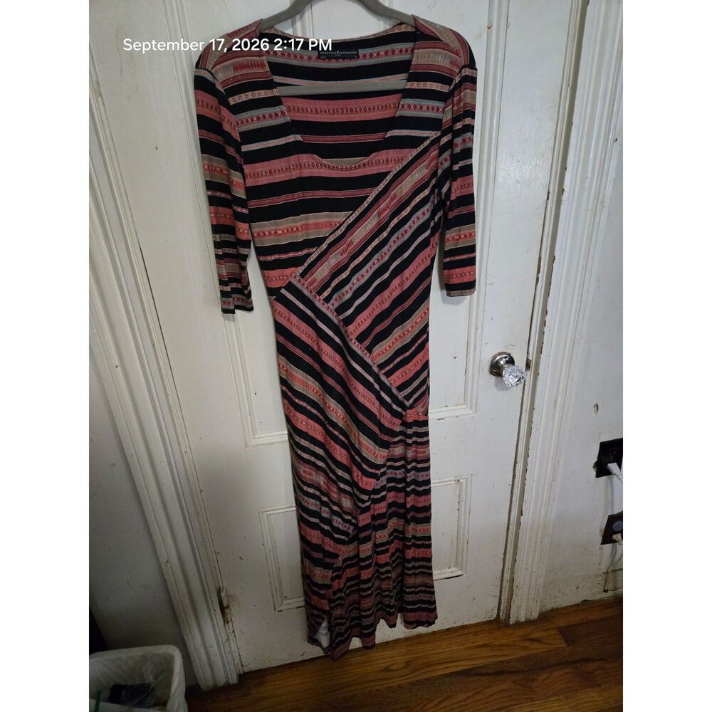 Boho Striped Long-Sleeve Maxi Dress